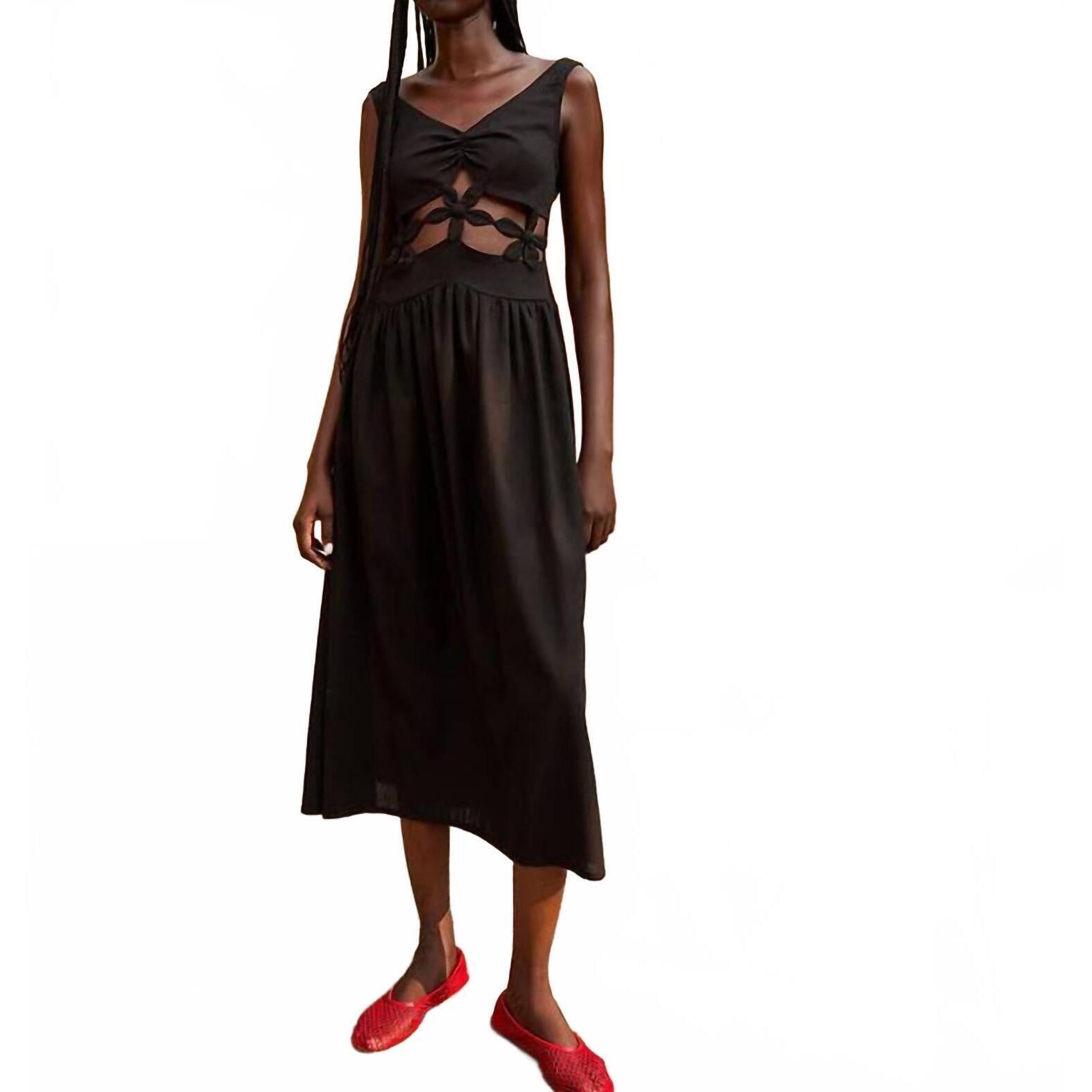 New Tach Serena Linen Dress In Black